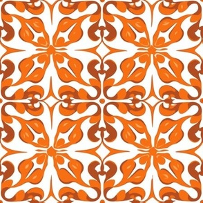 Orange and White Hawaiian Tile