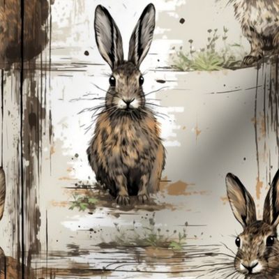 Rustic Weathered Wood Jackrabbit Western Country Cabin Lodge Old West Southwest Chipping Paint Barnwood