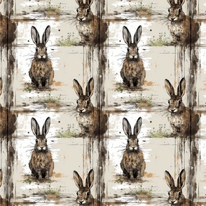 Rustic Weathered Wood Jackrabbit Western Country Cabin Lodge Old West Southwest Chipping Paint Barnwood