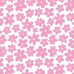 (small) Kodomo crayon pink flowers on white