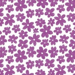 (small) Kodomo crayon purple flowers on white