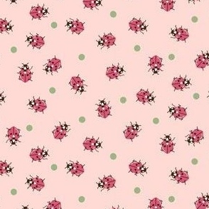 Ladybug Polkadots on Baby Pink