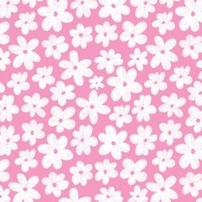 (small) Kodomo crayon white flowers on pink