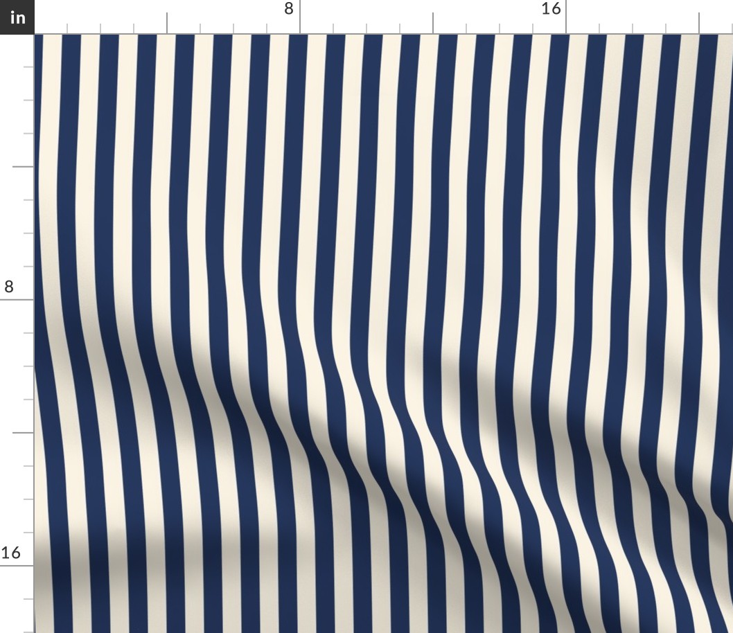1/2” Vertical Stripes Classic Navy and Coastal Ivory