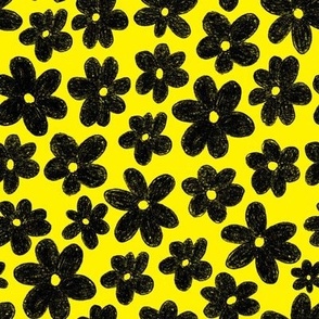 Kodomo crayon black flowers on yellow
