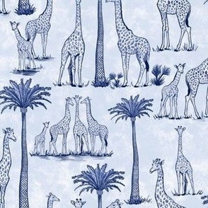 Small Giraffe Toile de Jouy, Cobalt