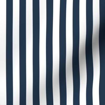 1/2” Wide Vertical Stripes, Navy Blue and White