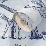 Jumbo Monochrome Giraffe Jungle Toile, Cobalt