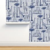 Jumbo Monochrome Giraffe Jungle Toile, Cobalt