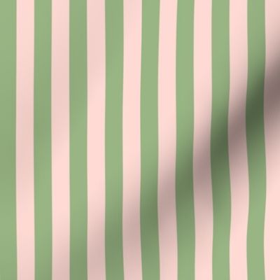 1/2” Vertical Stripes Ballet Pink and Leaf Green