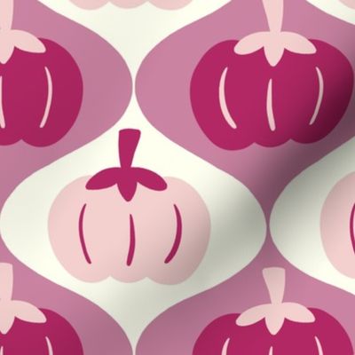 LARGE Hand-Drawn Retro inspired Pink and Magenta Pumpkins