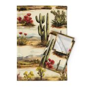 Desert Southwest Plateaus Vista  Cactus Blooms Scenic Landscape Western Country Arizona Country 