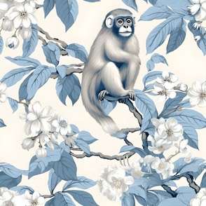  Wallpaper Monkey Greys and Blues Fantasy watercolour large scale , whimsical, blossoms, quirky