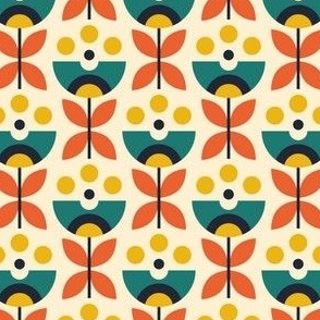 2830 F Small - Scandinavian colorful retro flowers 