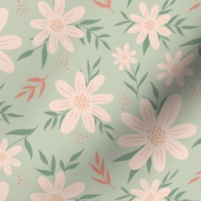 Neutral Flower Mint Spring Florals Medium