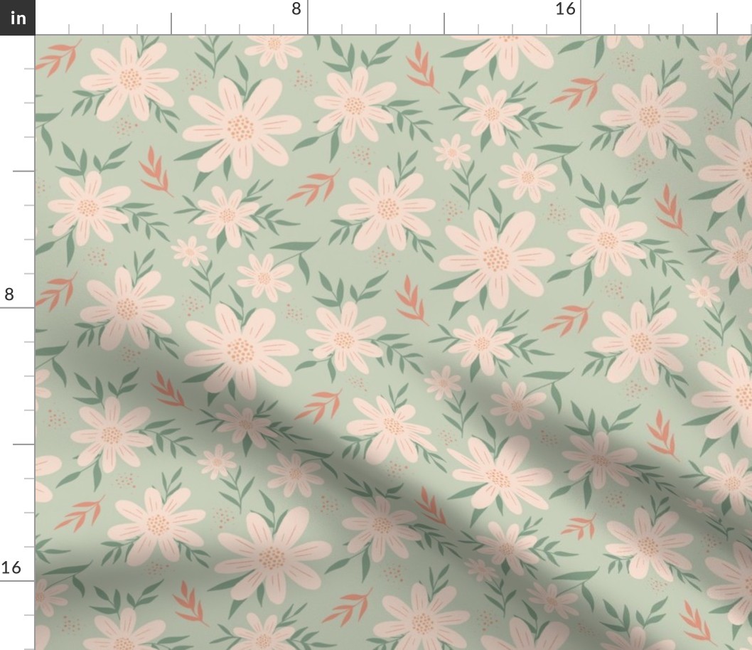 Neutral Flower Mint Spring Florals Medium