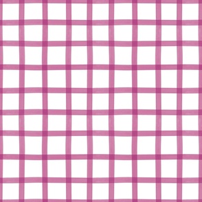 Watercolour Windowpane Gingham Check-2" Grid-Lacquered Pink-Grand Budapest Palette