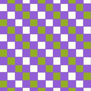 Checkerboard Pattern - Purple/Lavender Ivory Green colour 