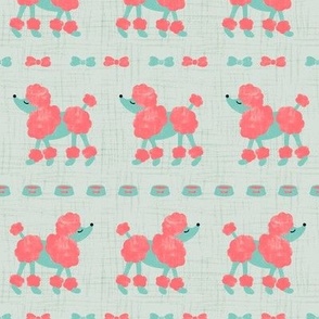 Preppy Poodle Dogs going to Paris | Pink and Green | Small Scale