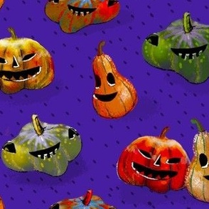 Colorful Spooky Pumpkin Halloween Party on dark violet background small 9in
