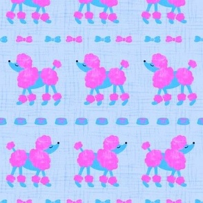 Preppy Poodle Dogs going to Paris | Pink and Blue | Small Scale