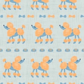Preppy Poodle Dogs going to Paris | Baby Blue and Orange | Small Scale