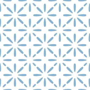 Blue on white geometric pattern 