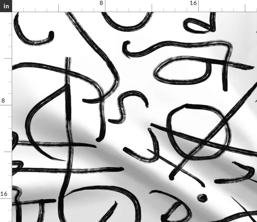 brush stroke black and white shapes cross