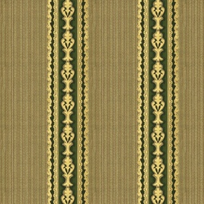 Formal stripe with lacy accents, dark green