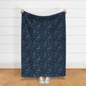 Witchy Woman Celestial Moon Magic Navy Background