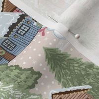 Cozy Rustic Cabin in Woods Snowman-Neutral brown SMALL