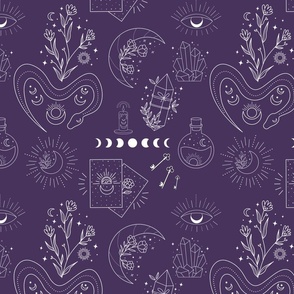 Witchy Celestial Magic Moon Purple Background