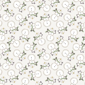 Winter Christmas happy snowman scarf on soft neutral beige SMALL