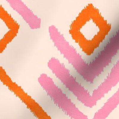 Ikat pink orange large