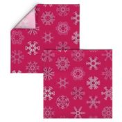 Calligraphic Christmas snowflakes on cranberry red