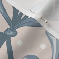  Blue vintage ribbon bows on neutral beige/MEDIUM