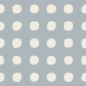 big dots - creamy white _ french grey 02 - blue and white polkadot