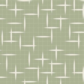 contemporary grid - creamy white _ light sage green - geometric