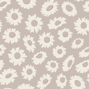 daisies - creamy white _ dusty rose pink _ silver rust blush - ditsy floral