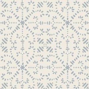 intertwined - creamy white _ french grey blue - hand drawn geometric tile