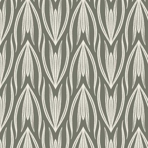 up and down - creamy white _ limed ash green - hand drawn geometric