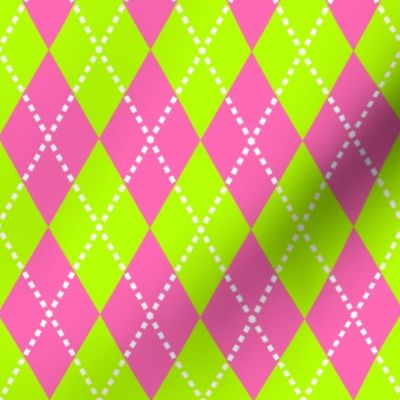 medium hot pink and green argyle