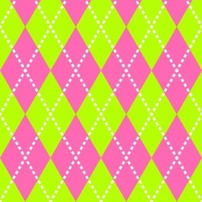 medium hot pink and green argyle