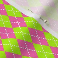 tiny hot pink and green argyle