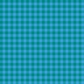 teal and cyan blue 1/4" gingham squares