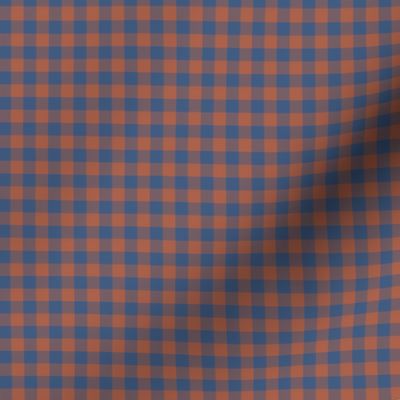 navy blue and rust orange 1/4" gingham squares