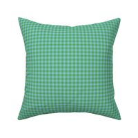 green and light blue 1/4" gingham squares