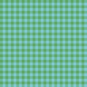 green and light blue 1/4" gingham squares