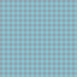 grey and turquoise 1/4" gingham squares