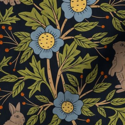 French Country Cottage Rabbits | LG Scale | Navy Blue